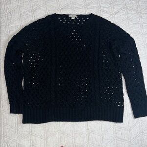 Cozy Casual Black Open-Knit Sweater